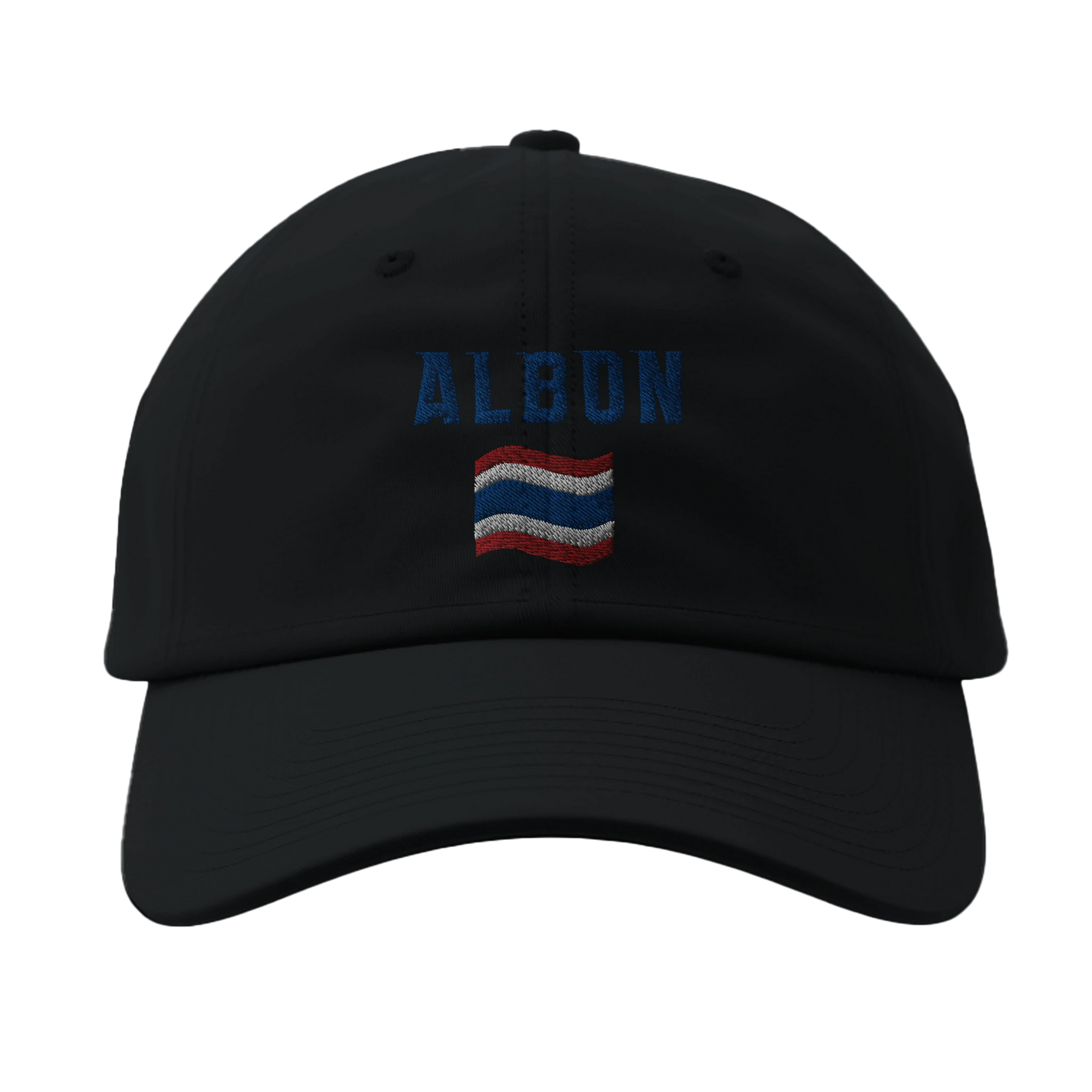 f111 merch black color baseball-cap with albon branding.