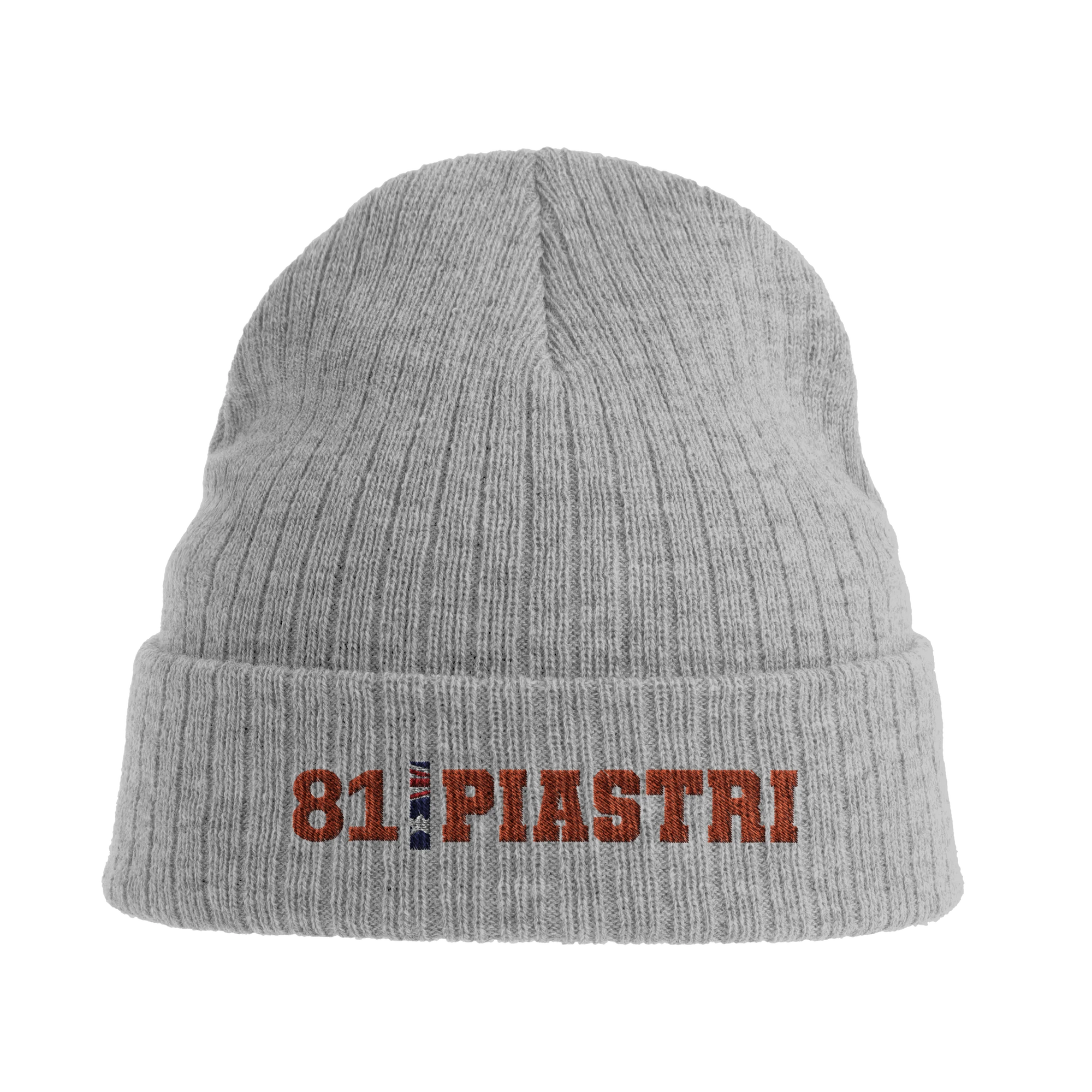 f111 merch light-grey-melange color beanie with piastri branding.