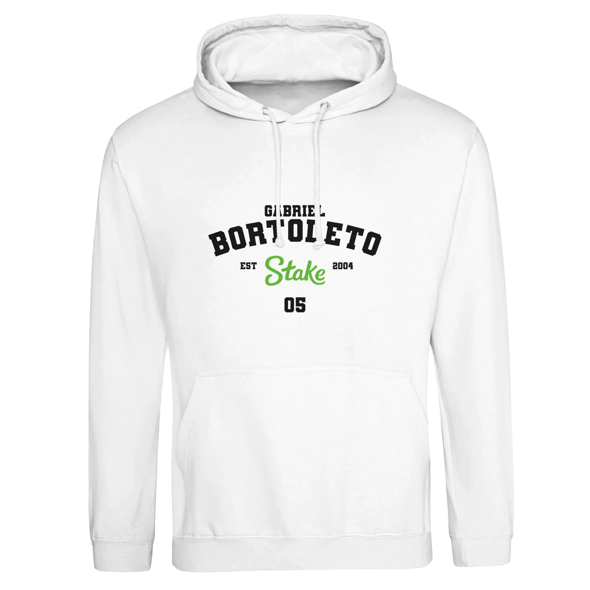 f111 merch arctic-white color hoodie with bortoleto branding.