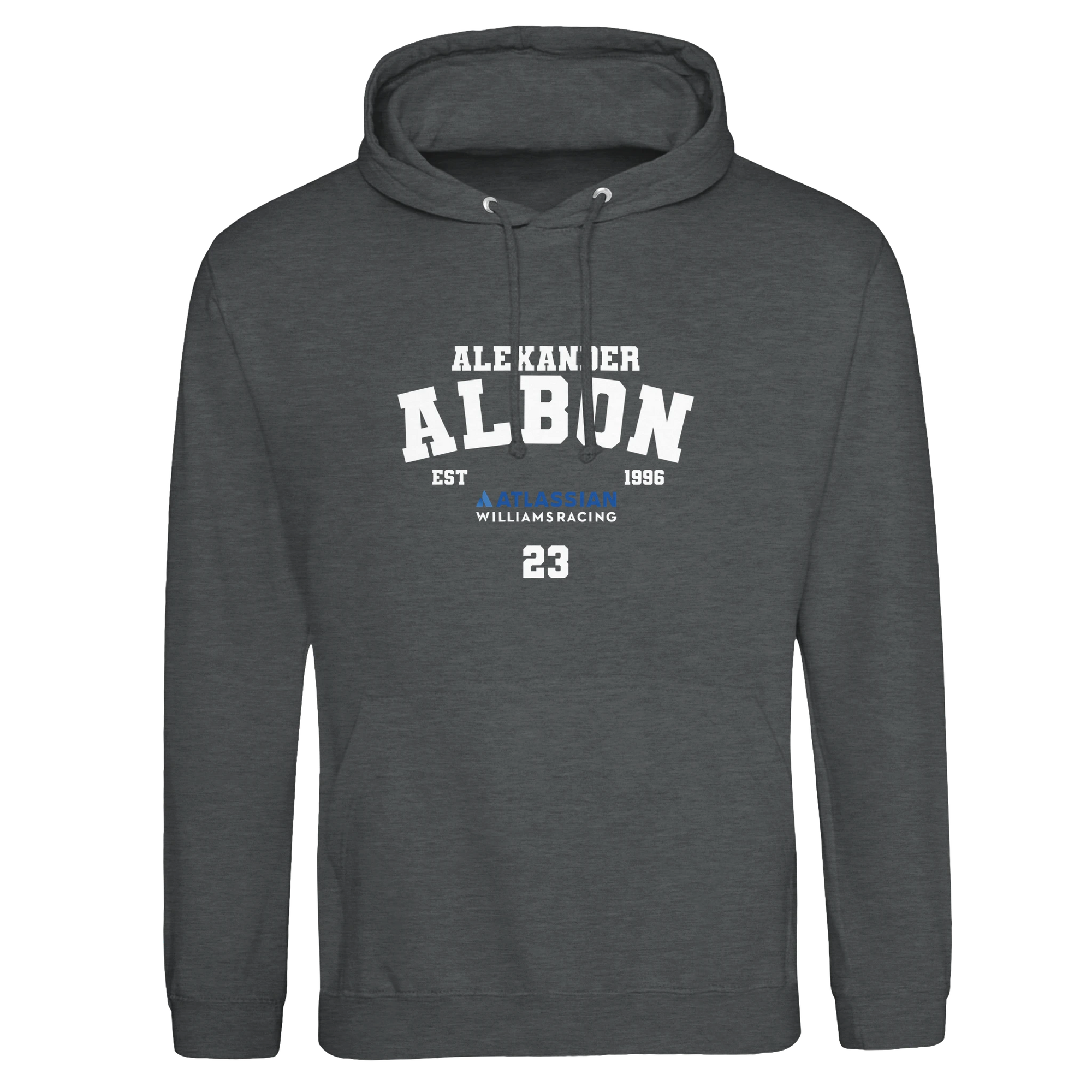 f111 merch charcoal color hoodie with albon branding.