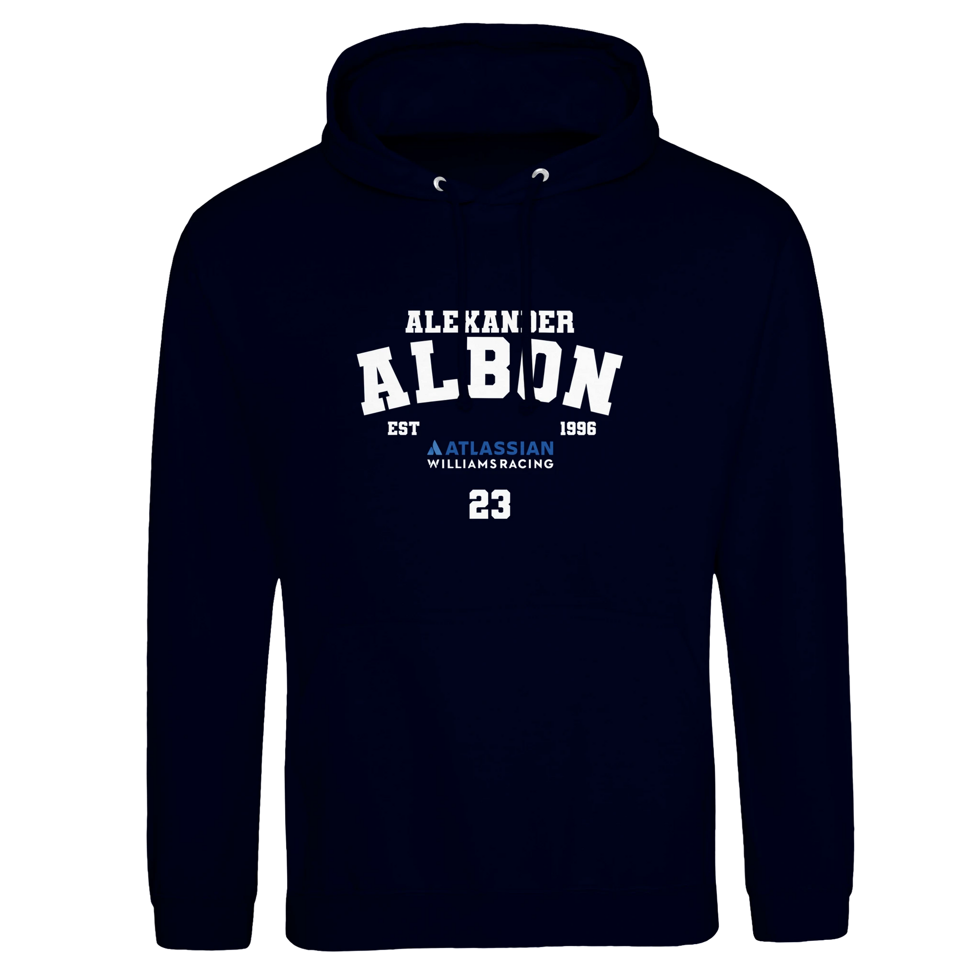 f111 merch oxford-navy color hoodie with albon branding.