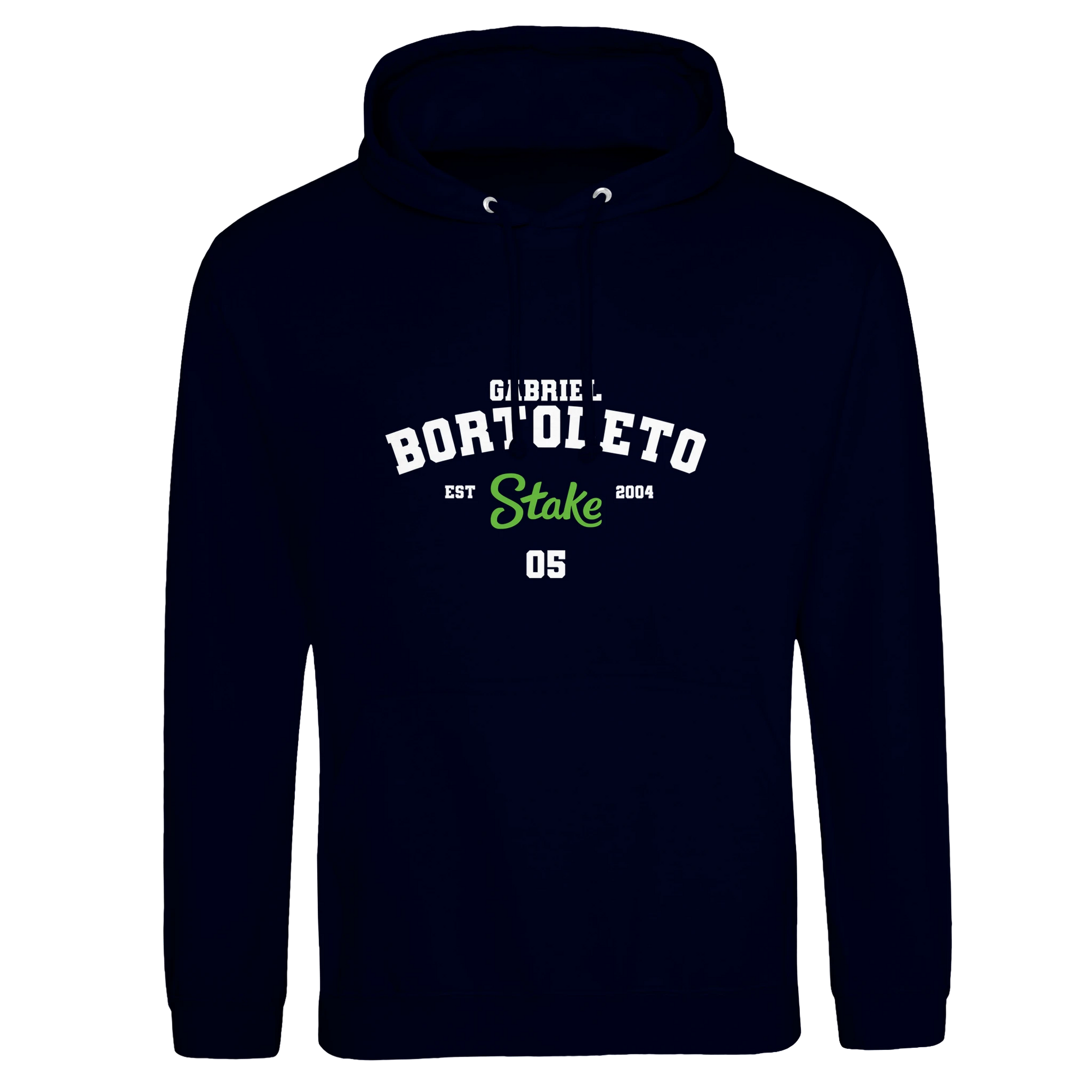 f111 merch oxford-navy color hoodie with bortoleto branding.