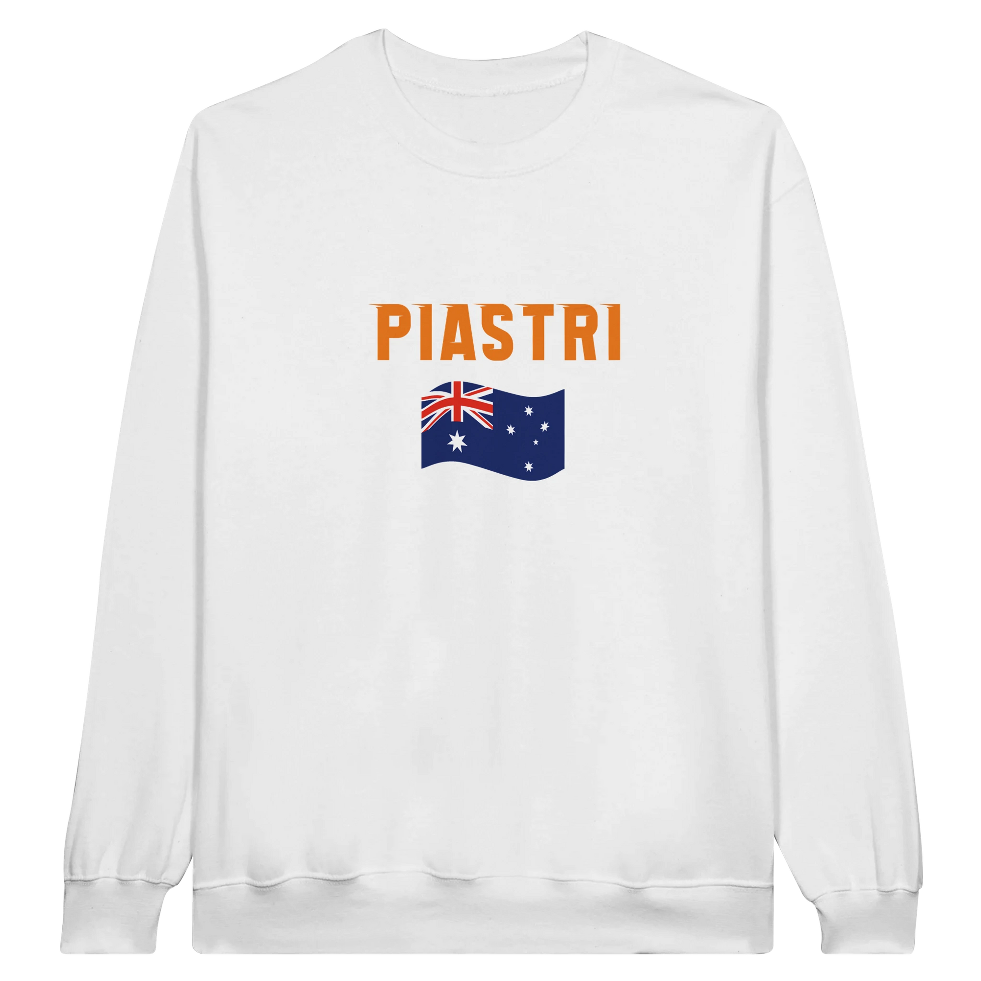 f111 merch white color sweatshirt with oscar-piastri branding.