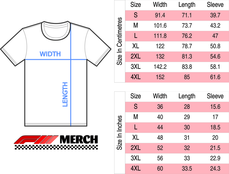 Size chart for Abu Dhabi Grand Prix | Formula 1 Premium Heavyweight Unisex Crewneck Tee