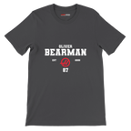 f111 merch dark-grey color t-shirt with oliver-bearman branding.