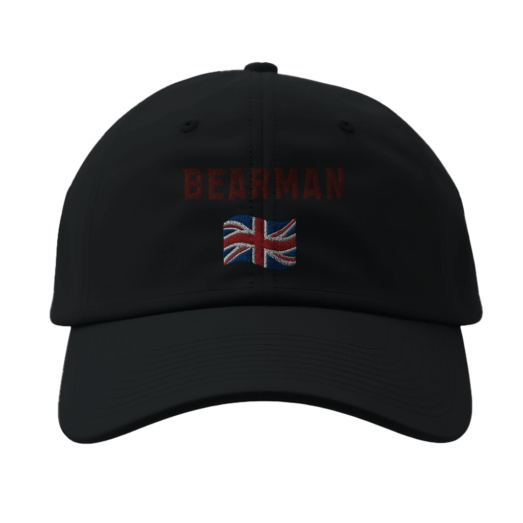 f111 merch black color baseball-cap with bearman branding.