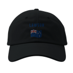 f111 merch black color baseball-cap with lawson branding.