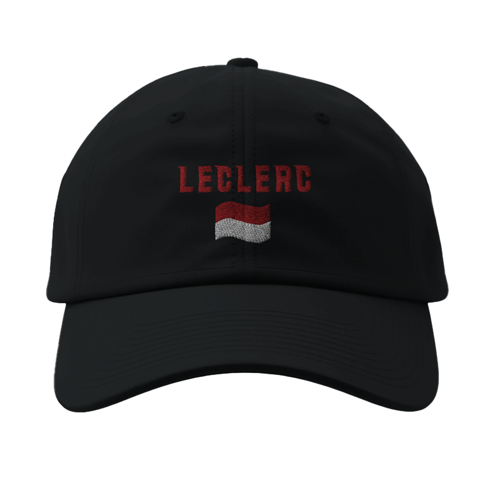 f111 merch black color baseball-cap with leclerc branding.