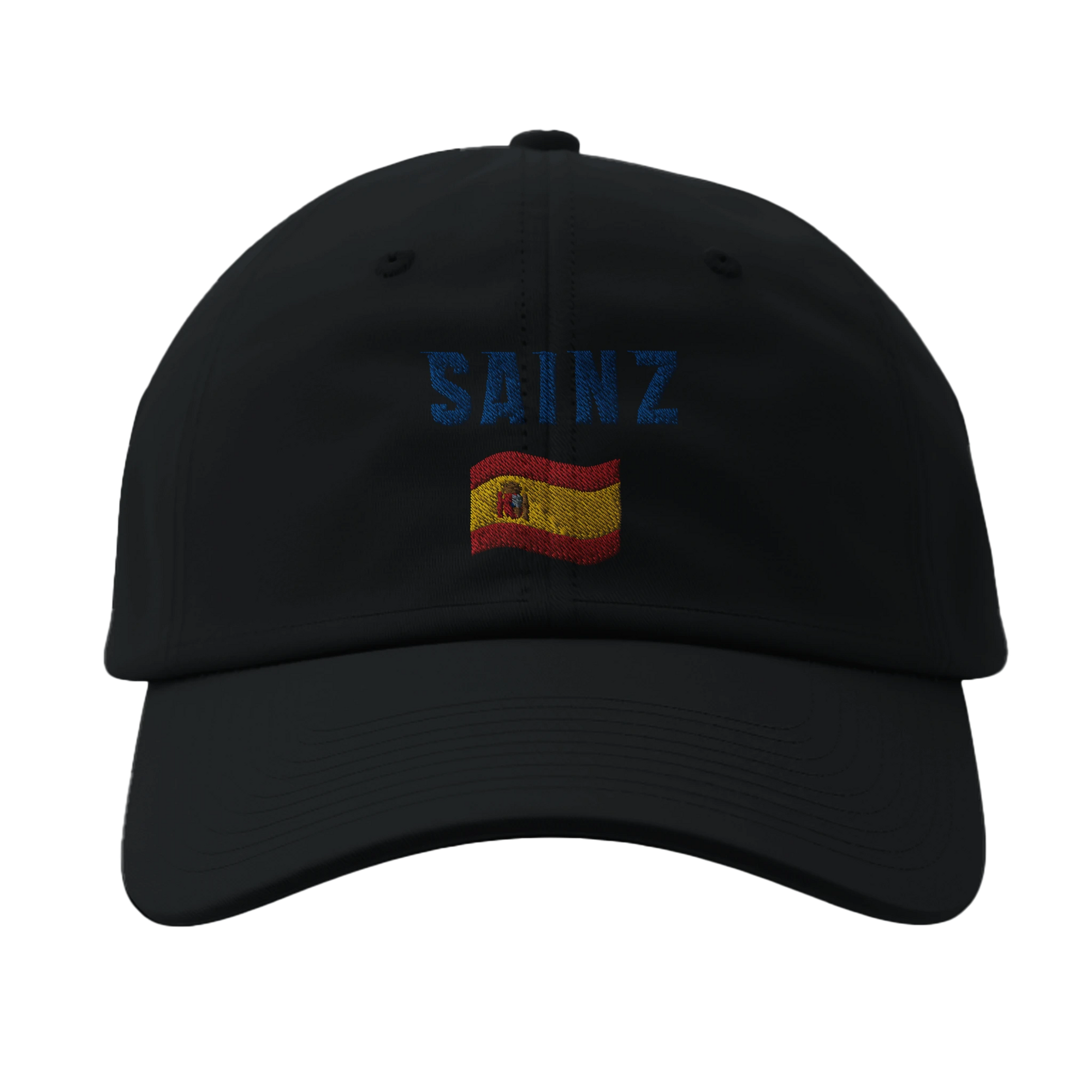 f111 merch black color baseball-cap with sainz branding.