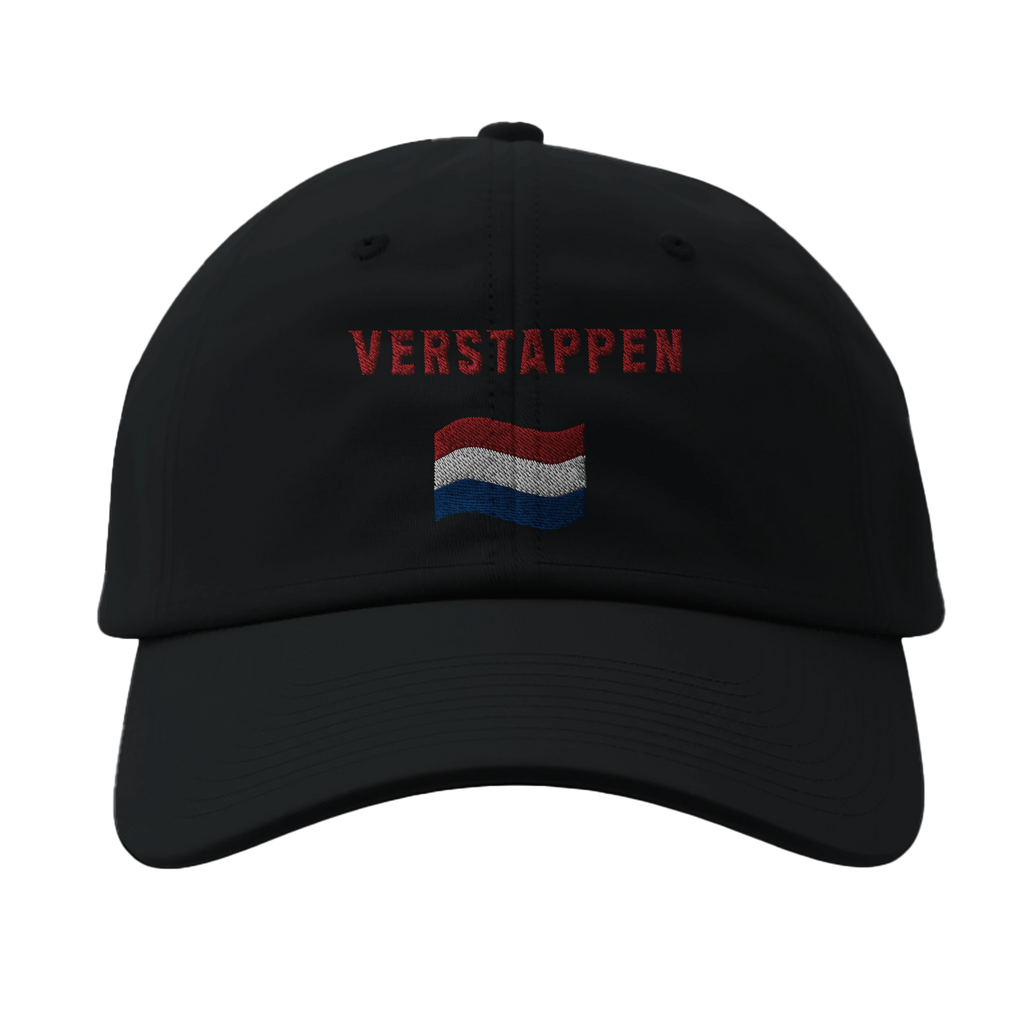 f111 merch black color baseball-cap with verstappen branding.