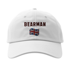 f111 merch white color baseball-cap with bearman branding.