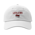 f111 merch white color baseball-cap with leclerc branding.