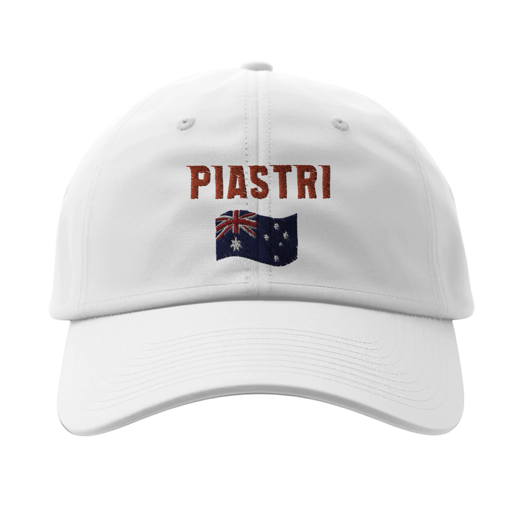 f111 merch white color baseball-cap with piastri branding.