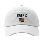 f111 merch white color baseball-cap with sainz branding.