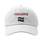 f111 merch white color baseball-cap with verstappen branding.
