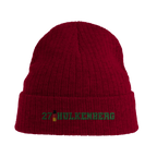 f111 merch burgandy color beanie with hulkenberg branding.
