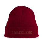 f111 merch burgandy color beanie with leclerc branding.