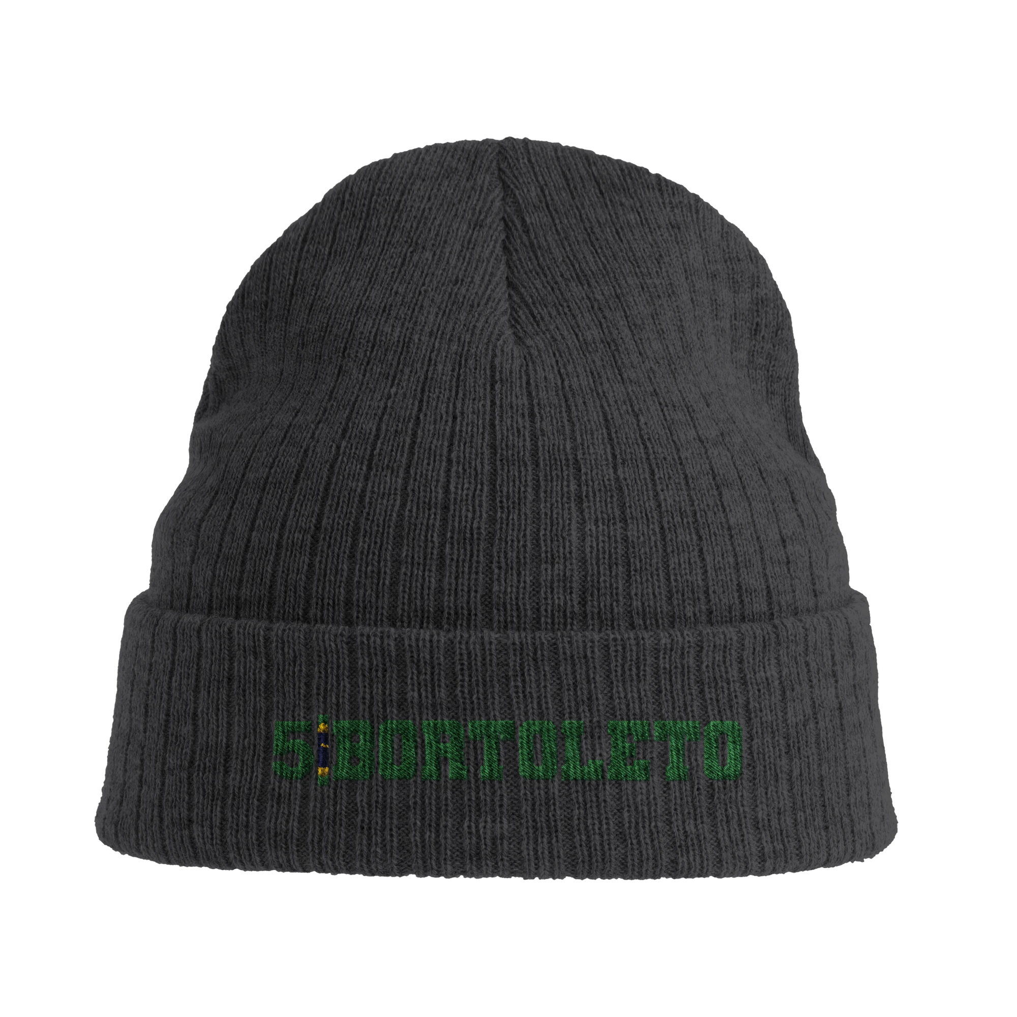 f111 merch dark-grey color beanie with bortoleto branding.