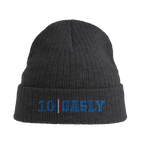 f111 merch dark-grey color beanie with gasly branding.