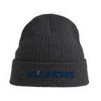 f111 merch dark-grey color beanie with lawson branding.