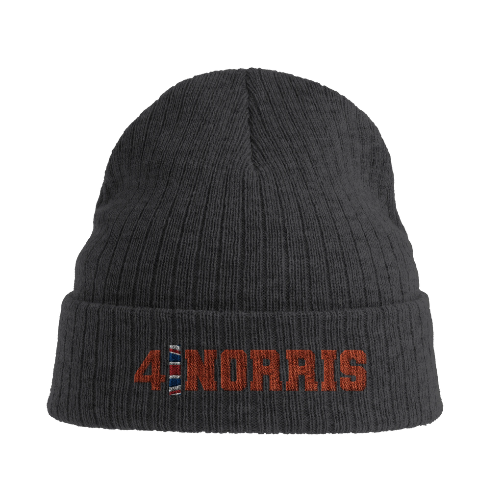 f111 merch dark-grey color beanie with norris branding.