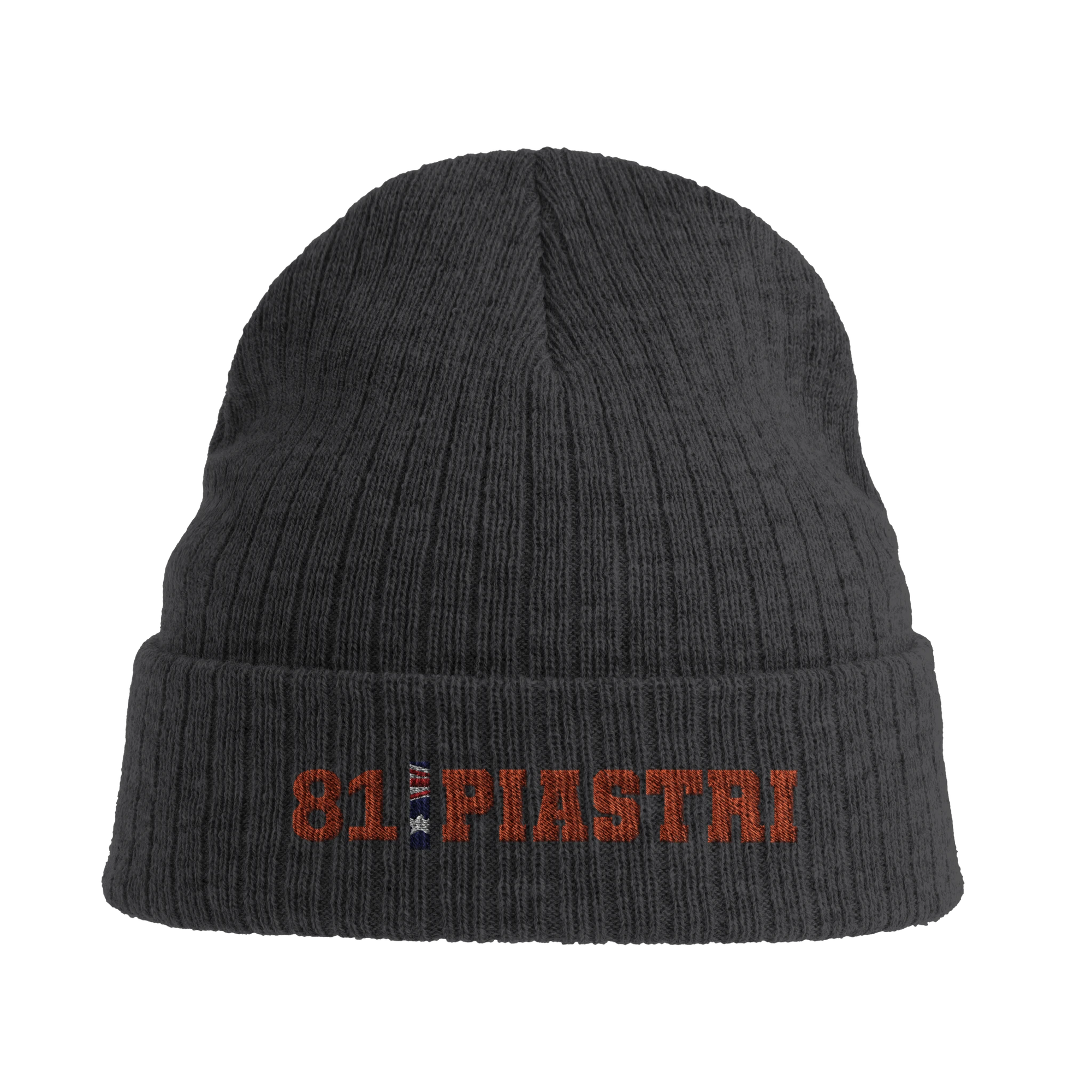 f111 merch dark-grey color beanie with piastri branding.