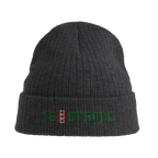 f111 merch dark-grey color beanie with stroll branding.