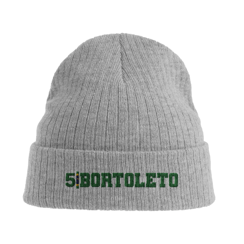 f111 merch light-grey-melange color beanie with bortoleto branding.