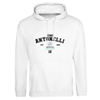 f111 merch arctic-white color hoodie with antonelli branding.