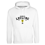 f111 merch arctic-white color hoodie with leclerc branding.