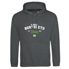 f111 merch charcoal color hoodie with bortoleto branding.