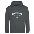 f111 merch charcoal color hoodie with colapinto branding.