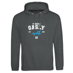 f111 merch charcoal color hoodie with gasly branding.