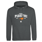 f111 merch charcoal color hoodie with piastri branding.