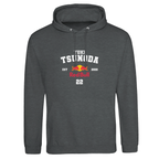 f111 merch charcoal color hoodie with tsunoda branding.