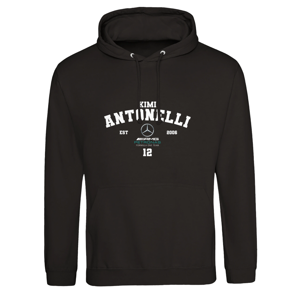 f111 merch deep-black color hoodie with antonelli branding.