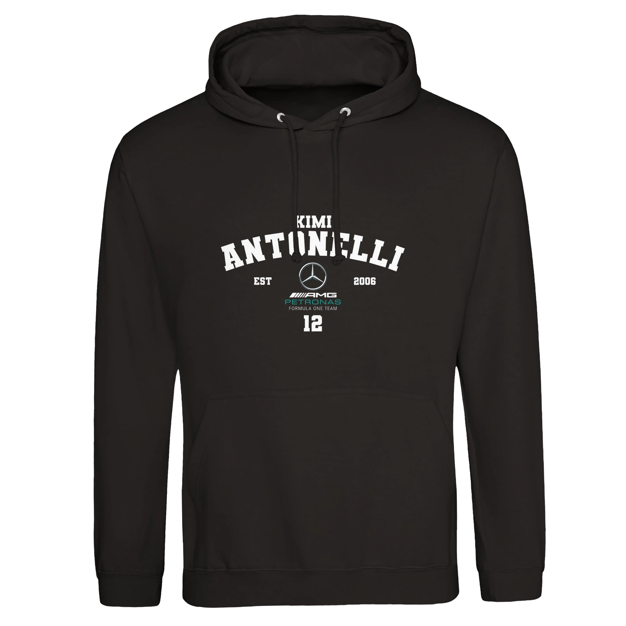 f111 merch deep-black color hoodie with antonelli branding.