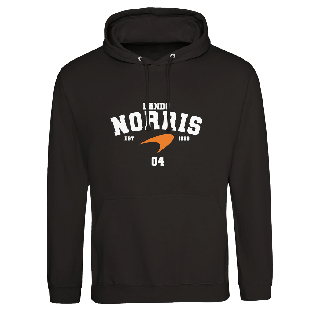 f111 merch deep-black color hoodie with norris branding.