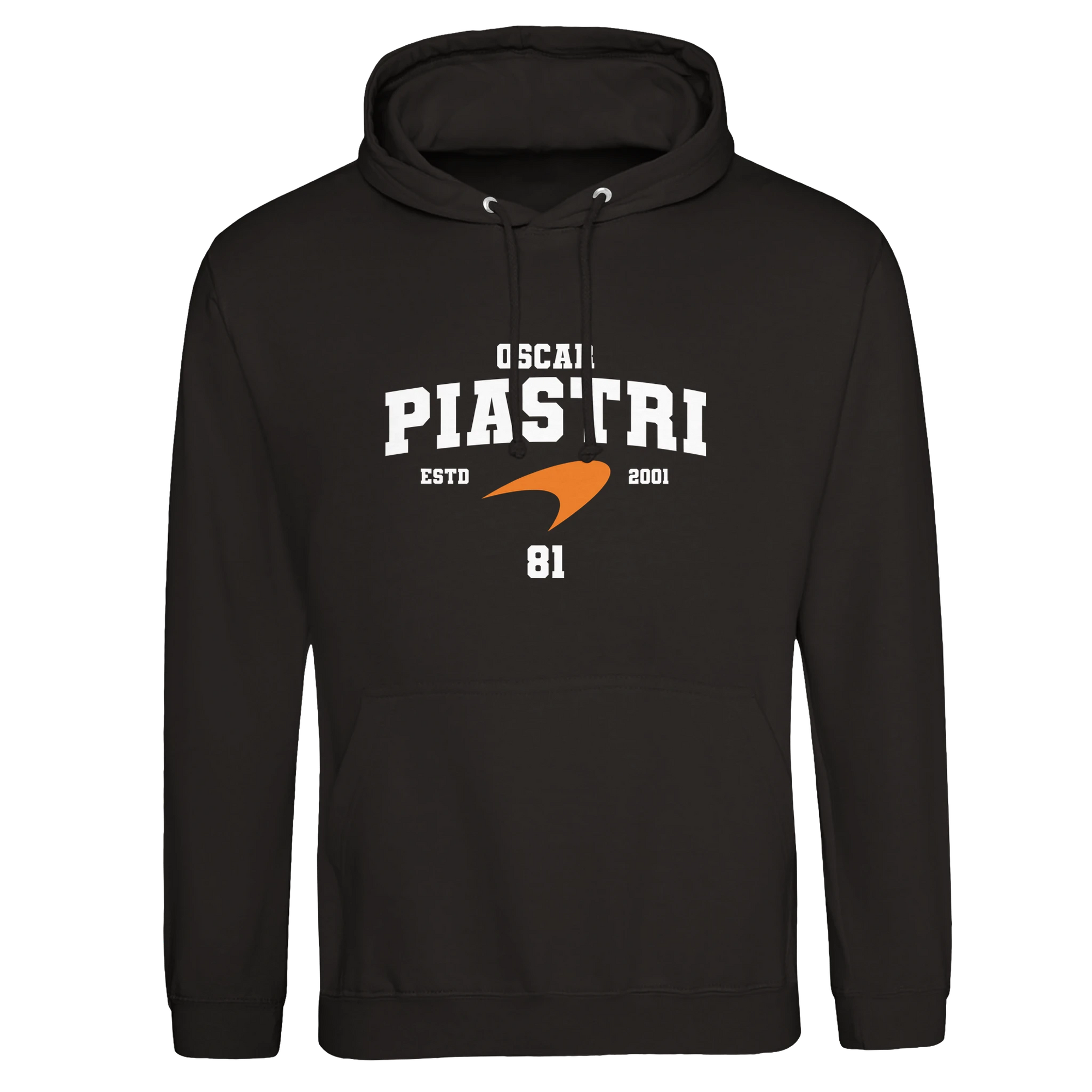 f111 merch deep-black color hoodie with piastri branding.