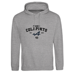 f111 merch heather-grey color hoodie with colapinto branding.