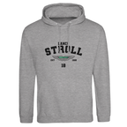 f111 merch heather-grey color hoodie with stroll branding.