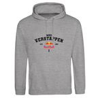 f111 merch heather-grey color hoodie with verstappen branding.