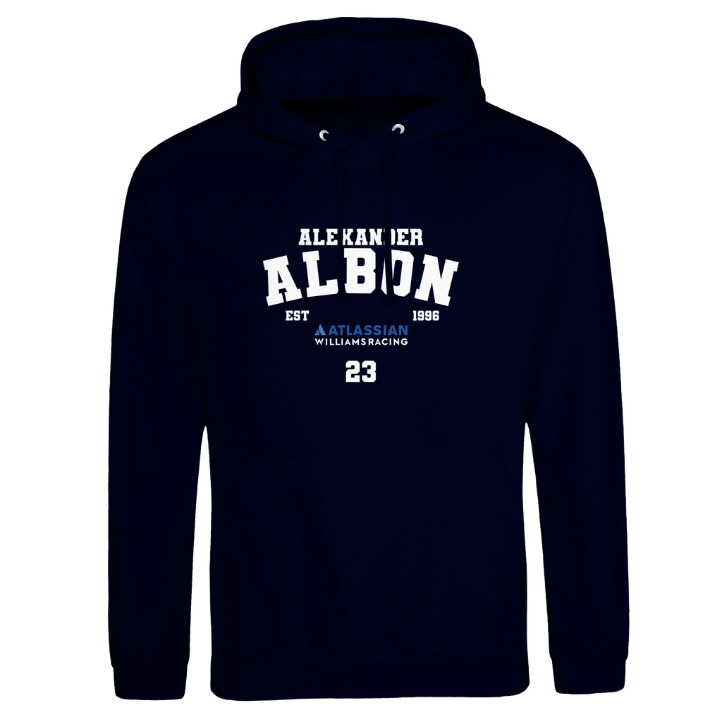 f111 merch oxford-navy color hoodie with albon branding.