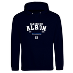 f111 merch oxford-navy color hoodie with albon branding.