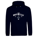 f111 merch oxford-navy color hoodie with antonelli branding.