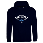 f111 merch oxford-navy color hoodie with colapinto branding.