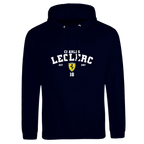 f111 merch oxford-navy color hoodie with leclerc branding.