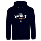 f111 merch oxford-navy color hoodie with norris branding.
