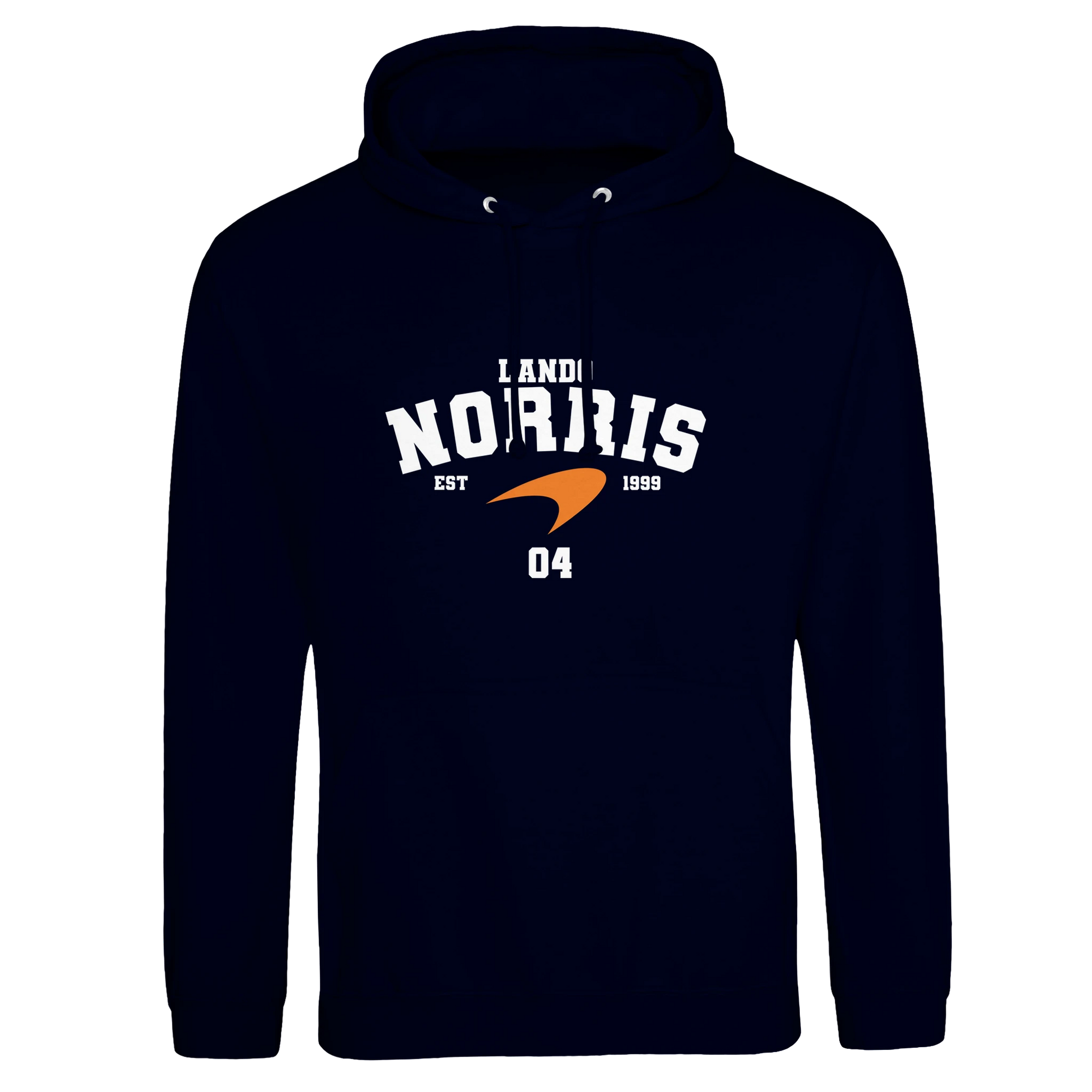 f111 merch oxford-navy color hoodie with norris branding.