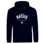 f111 merch oxford-navy color hoodie with sainz branding.